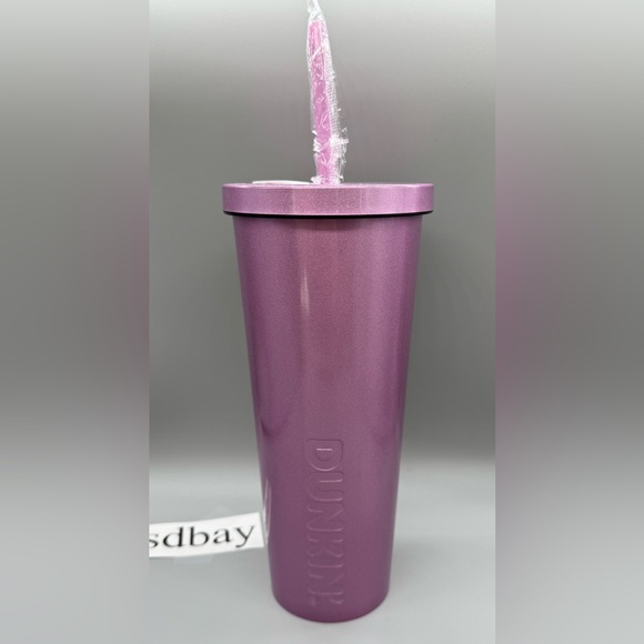 Dunkin'  24oz Stainless Sipper Tumbler with Straw Iridescent PINK - NWT - Picture 2 of 4